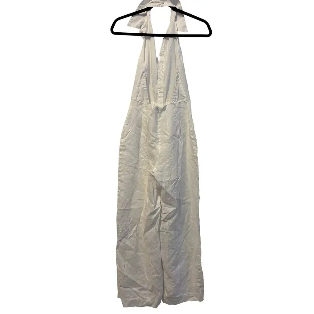 Reformation Linen Halterneck Jumpsuit White Sz 0
